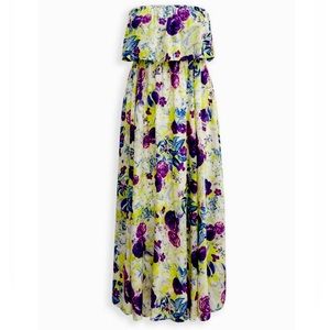 NWT Torrid Floral Maxi Challis Strapless Dress